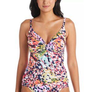 Bleu Rod Beattie Womens Size 6 D-Cup Party Animal Twist-Front Tankini Top 2195